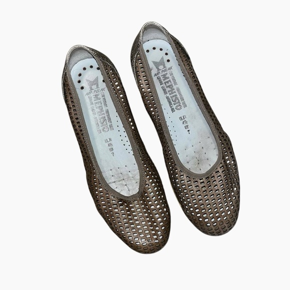Mephisto Air-Relax Perforated Leather Flats Bronze Metallic Comfort Shoes 7 - Picture 2 of 7